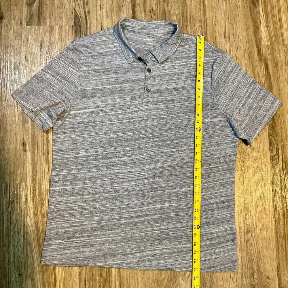 Banana Republic Polo Shirt Men's Size XL Gray Blue Short Sleeve‎ Preppy Adults
